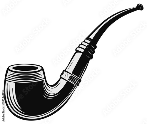 Vintage Tobacco Pipe Illustration, Black and White Vector