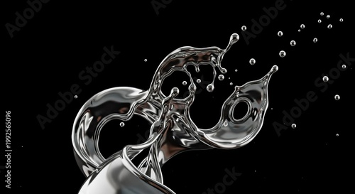 Abstract Liquid Metal Splash with Bubbles
