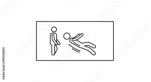 Stick figure being pushed or thrown by another stick figure, concept of conflict, aggression, or bullying.