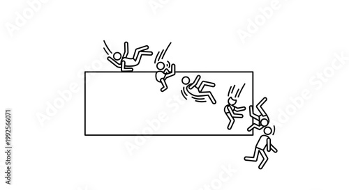 Stick figures falling off a ledge, concept of risk, failure, and danger