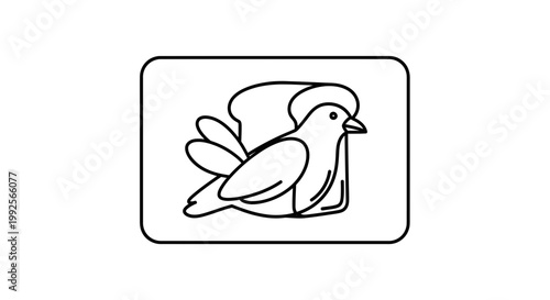 Stylized Bird Perched on Slice of Bread Icon