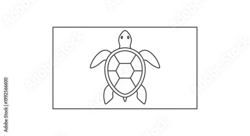 Simple Line Art Illustration of a Sea Turtle on White Background