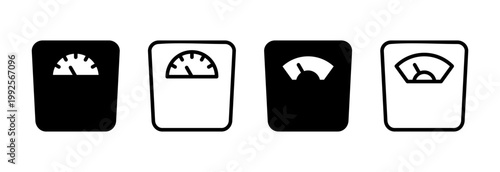 Scales icon vector illustration. Weight scale sign and symbol
