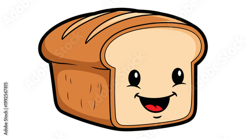 Cartoon bread loaf smiling.