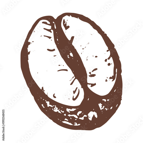 Hand drawn fresh roasted coffee bean Arabica robusta seed doodle Single element for print, web, design, decor