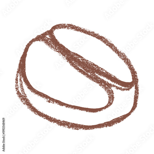 Hand drawn fresh roasted coffee bean Arabica robusta seed doodle Single element for print, web, design, decor