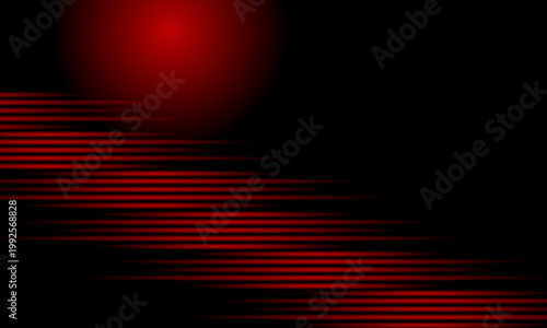 Elegant black composition with subtle red light glow, conveying energy and sophistication.
