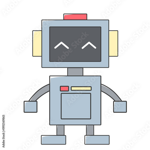 Cute cartoon robot character isolated on black
