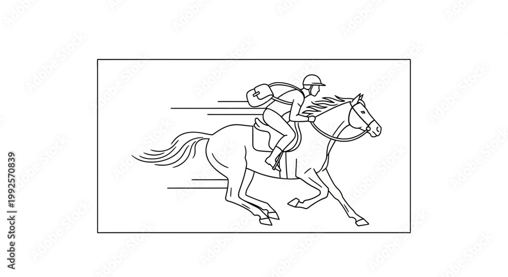 Fototapeta premium Horse Racing Jockey Galloping Fast, Dynamic Action Shot, Equestrian Sport