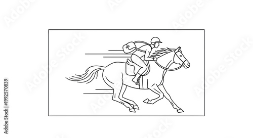 Horse Racing Jockey Galloping Fast, Dynamic Action Shot, Equestrian Sport