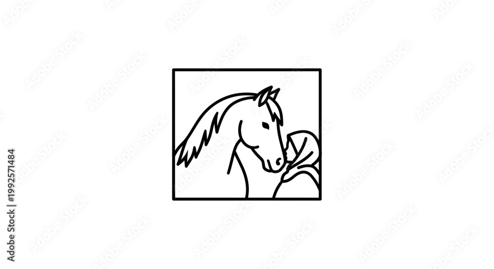 Fototapeta premium Elegant Horse Head Silhouette with Abstract Human Form - Minimalist Line Art