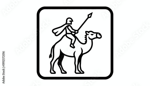 Warrior Riding Camel with Spear Icon