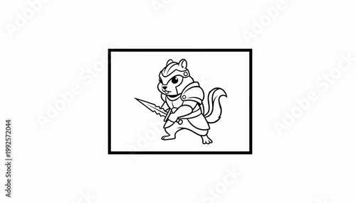 Warrior Squirrel Character with Sword, Fantasy Animal Warrior, Cute Cartoon Creature