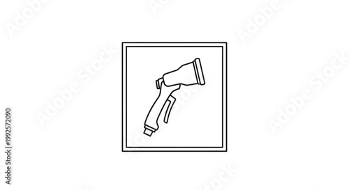 Watering Gun Icon, Garden Hose Sprayer Nozzle, Line Art Symbol