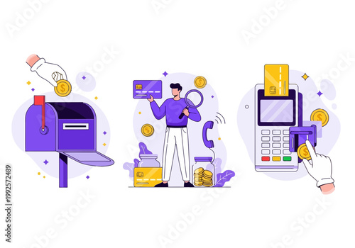 Financial transactions and banking services set