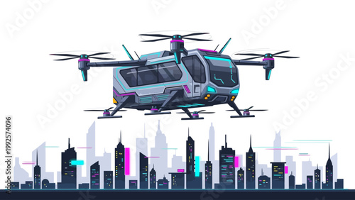 Drone over City Skyline.