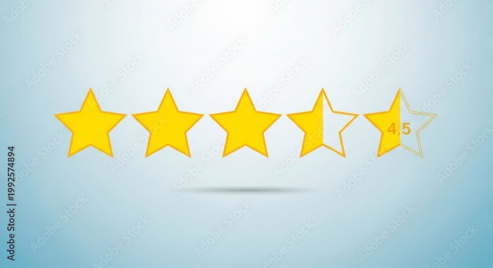 Fototapeta premium Five star rating system with half mark.