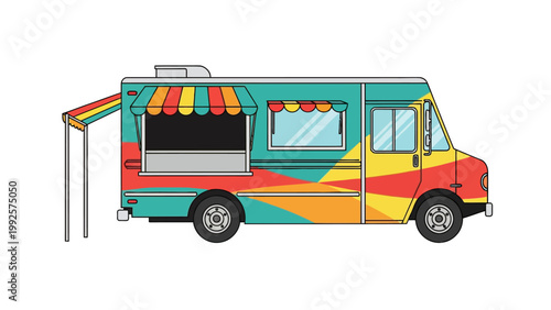 Colorful Food Truck Illustration.
