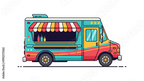 Colorful Food Truck Illustration.