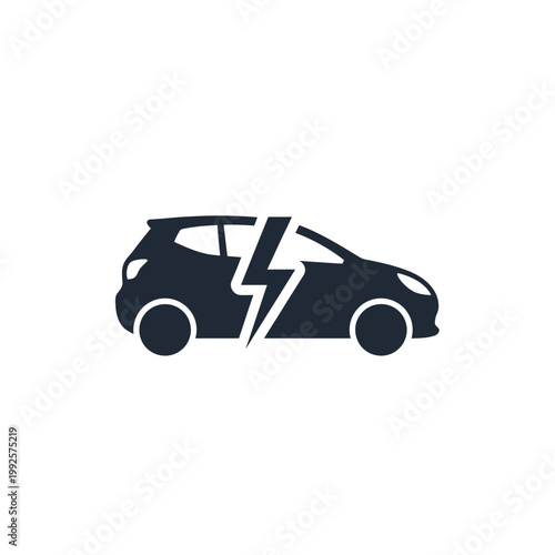 Car crash accident with lightning bolt.