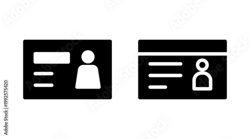 License icon set vector. ID card icon. driver license, staff identification card