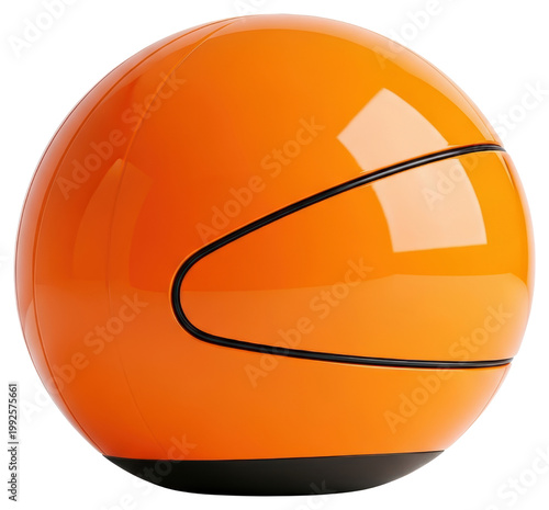 Modern orange spherical chair furniture isolated with transparent background