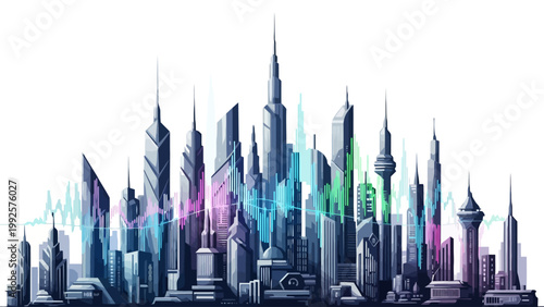 Futuristic City Skyline Illustration.