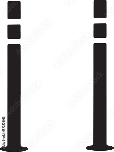 Vector graphic illustration of two dark grey ski poles with handles and baskets for winter spor