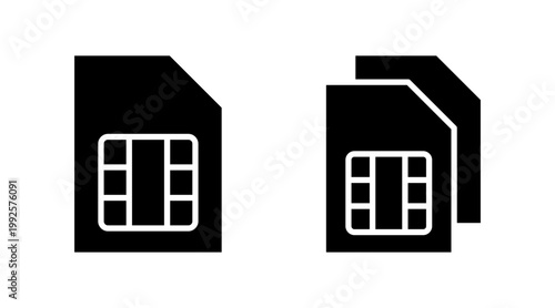 Sim card icon set vector. dual sim card sign and symbol