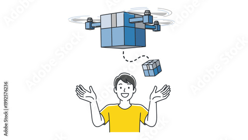 Man Receiving Drone Package.