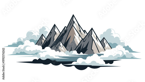 Mountain Peaks with Clouds.