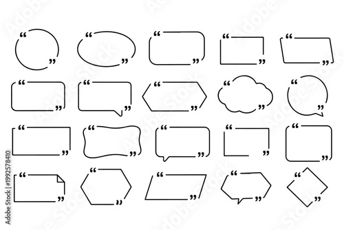 Speech Bubble Quote Icons Set Chat Message Conversation Outline Vector Collection