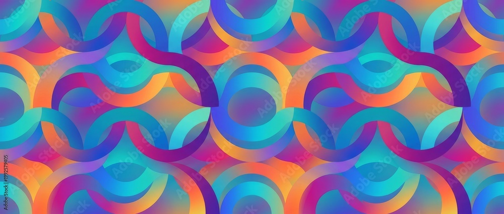 Fototapeta premium Dynamic colorful overlapping gradient ovals and circles pattern, seamless geometric abstract background for creative designs. image can be tiled to create a larger image or higher resolution, colorful