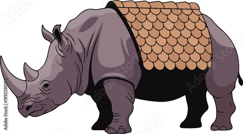 Rhinoceros Wearing Protective Honeycomb Armor.