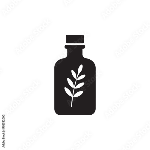 Herb alcohol bottle jar icon silhouette vector design art illustration