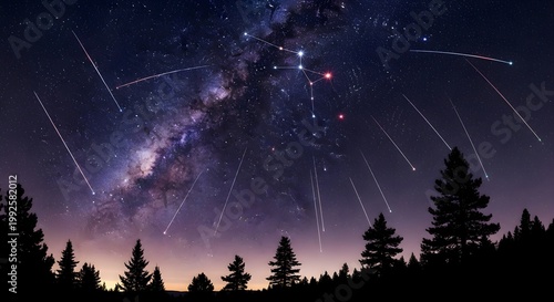 Lyrids Meteor Shower Streaks Across Milky Way Night Sky
