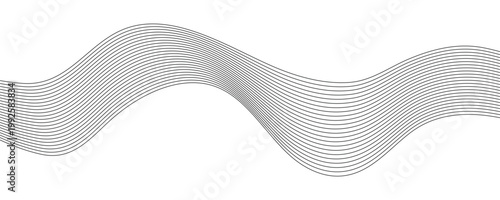 Minimalist Abstract Wave Background with Parallel Black Flowing Lines on White