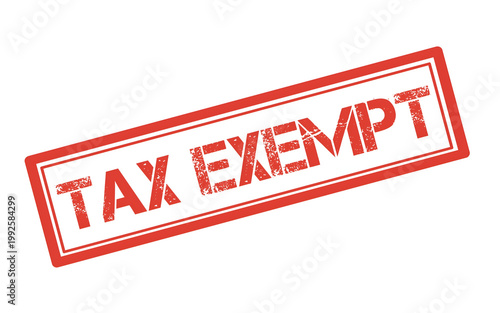Tax Exempt Stamp Vector, Red Grunge Rubber Seal 