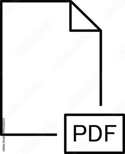 Art & Illustration, Simple outline vector illustration of a document file with PDF text. Perfect for digital downloads, file formats, and office administration.