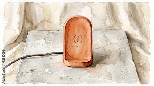 Stylish Wooden Wireless Charger on a Textured Surface