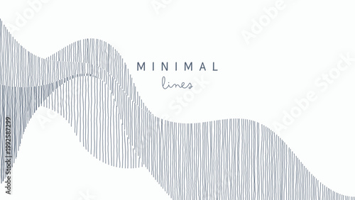 Minimalist abstract background features layers of vertical gray lines forming...
