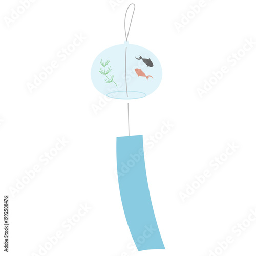風鈴のシンプルなイラスト 夏の涼しげな和風素材 Japanese wind chime summer vector