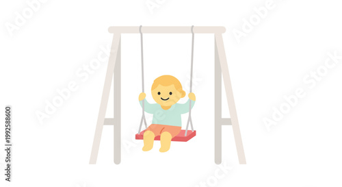 Happy little girl on swing set.