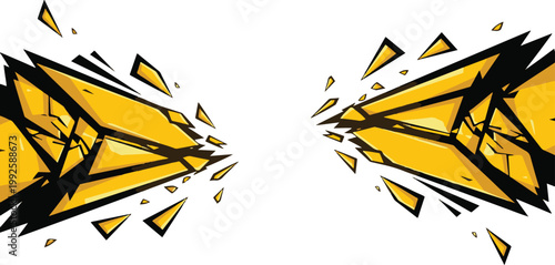 Explosion Of Yellow Geometric Shapes