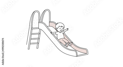 Child Playing on a Slide Outdoors.