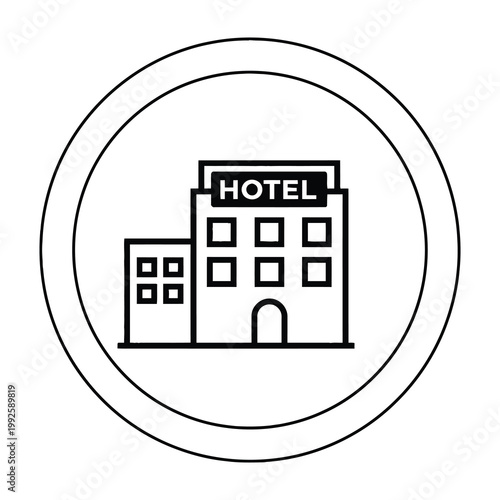 Hotel building icon simple line drawing