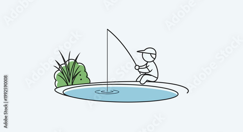 Man fishing on a small pond.