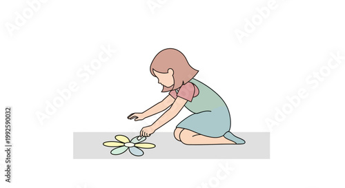 Little girl playing with flower toy.