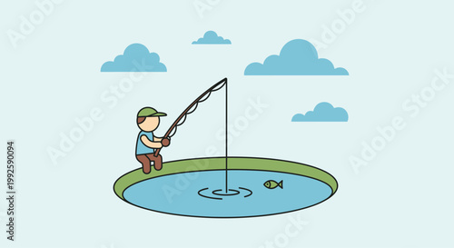 Man fishing with a fishing rod.