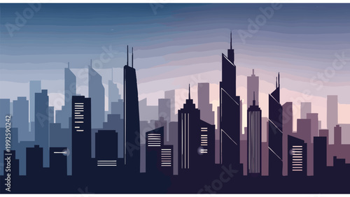 Modern Cityscape Silhouette for Business & Urban Development Projects
